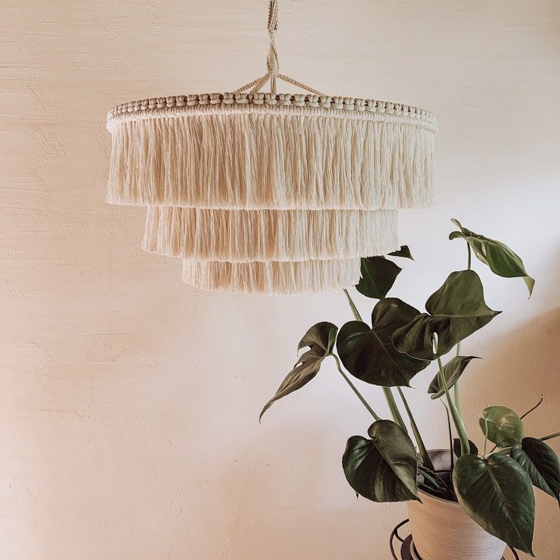 Boho light. Fringe Chandelier, Tassel Lamp Shade 57 cm width Macrame Chandelier, Bohemian Lamp Shade, Bohemian Decor, Tassel Chandelier added by Spoak Member