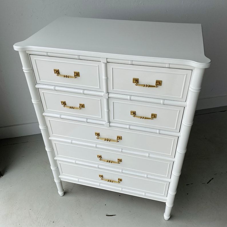 Faux Bamboo Tallboy Dresser by Henry Link CUSTOM LACQUER PAINTED 34"W x 19.5"D x 46.5"H added by Kate Lynn Nemett