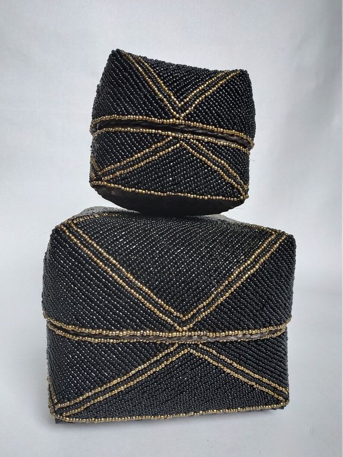 Double Cross Gold & Black Beaded Basket added by Spoak Member