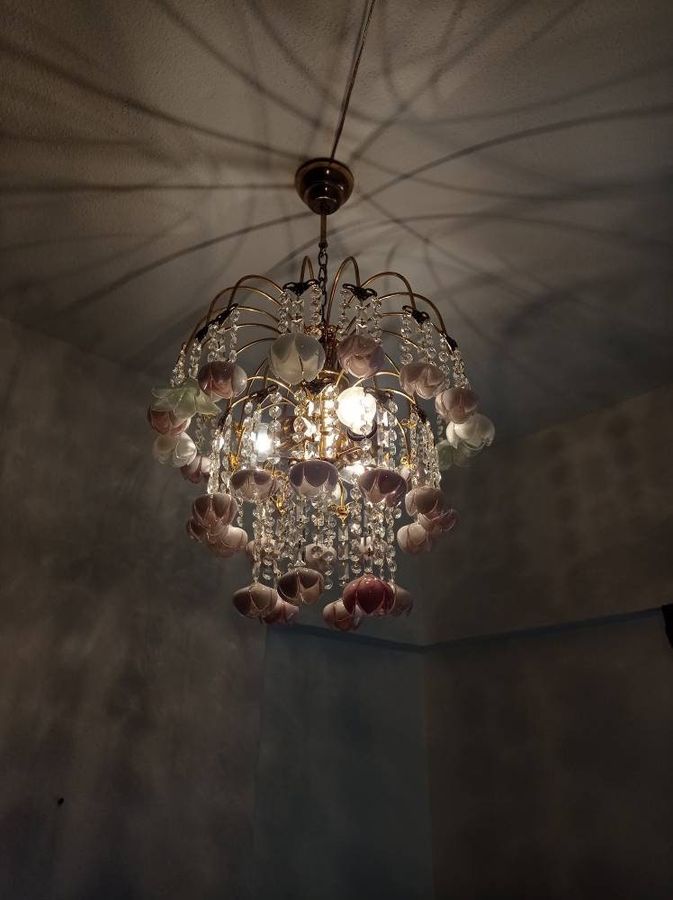 Chandelier Easy Fit Vintage Murano Pink Milk Glass LED Basket Ceiling Light Fixture Wedding Dining Room Entryway Home Decor Lamp added by Spoak Member