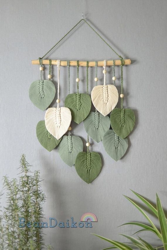 Macrame Leaf Wall Hanging Macrame Wall Hanging Green Wall | Etsy added by Ashley Hastings
