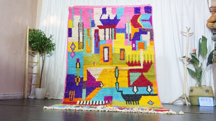Boujaad Moroccan Rug, Handmade Rug, Authentic Boujad Rug, Pink and Gray Rug, Tribal Rug, Bohemian Rug, Wool Rug, Tapis Marocain added by Spoak Member