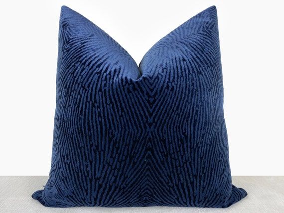 Navy Zebra Velvet Pillow Cover Bright Cotton Velvet Luxury | Etsy added by Tayo A