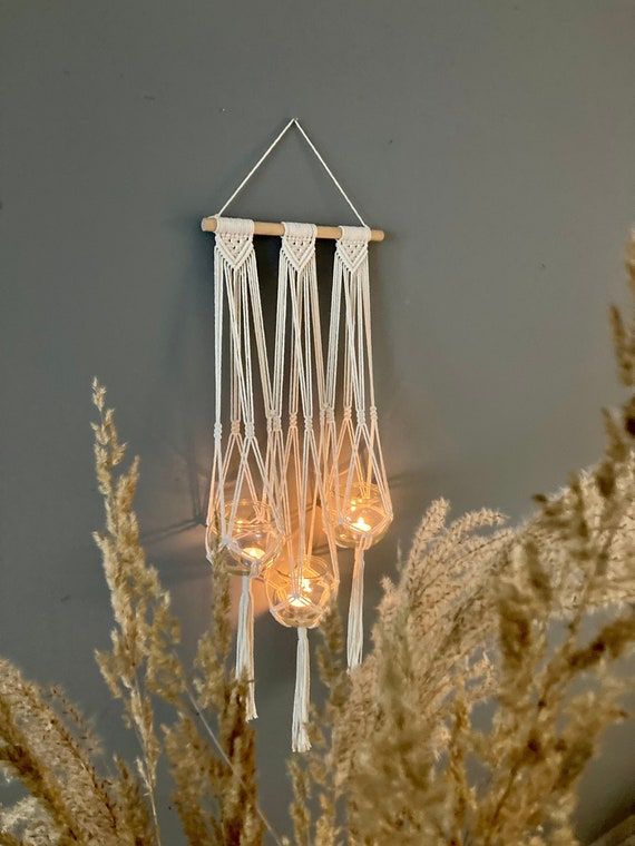 Macrame Candle Hanger Candle Holder Macrame Plant Hanger - Etsy added by erika grossman