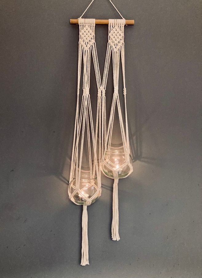 Macrame Candle Hanger Hanging Lantern Candle Holder Macrame - Etsy added by Poppy&Gail 