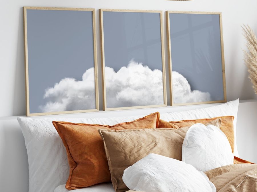 Set of 3 Blue Cloud Prints Above Bed Decor Bedroom Decor - Etsy added by Nicole Vacherot