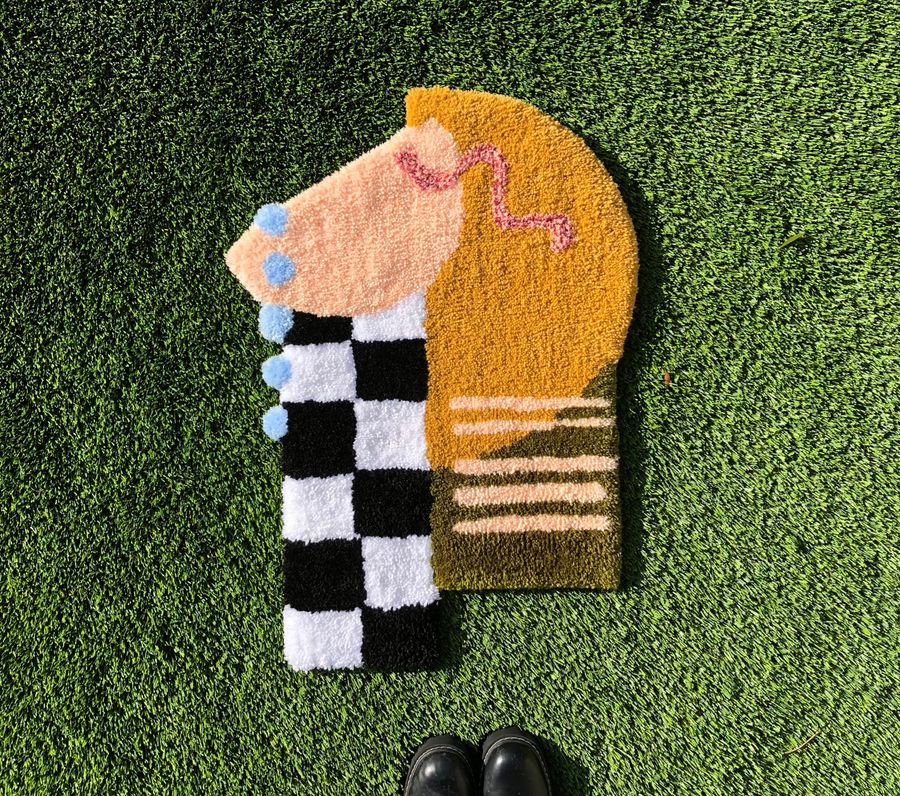 Abstract Wall Hanging | Abstract Rug | Abstract Tufted Rug | MCM Art | Wall Rug | Abstract Art | Geometric Art | Checkered added by Anna Kate Bryan