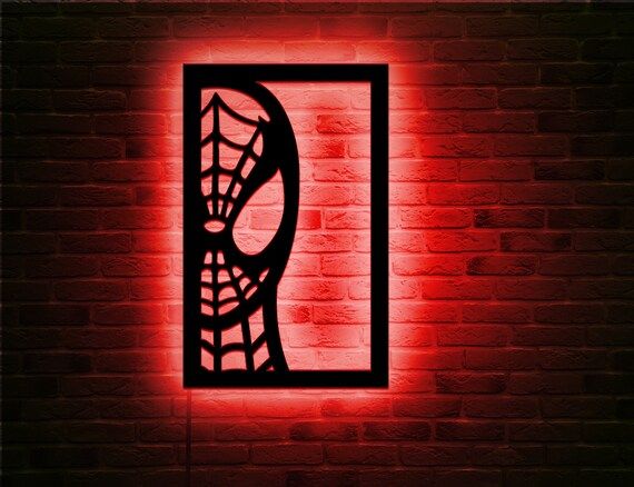 Spider Led Wall Decor Sign  Superhero Wall Art Kids Room | Etsy added by Courtney Hill