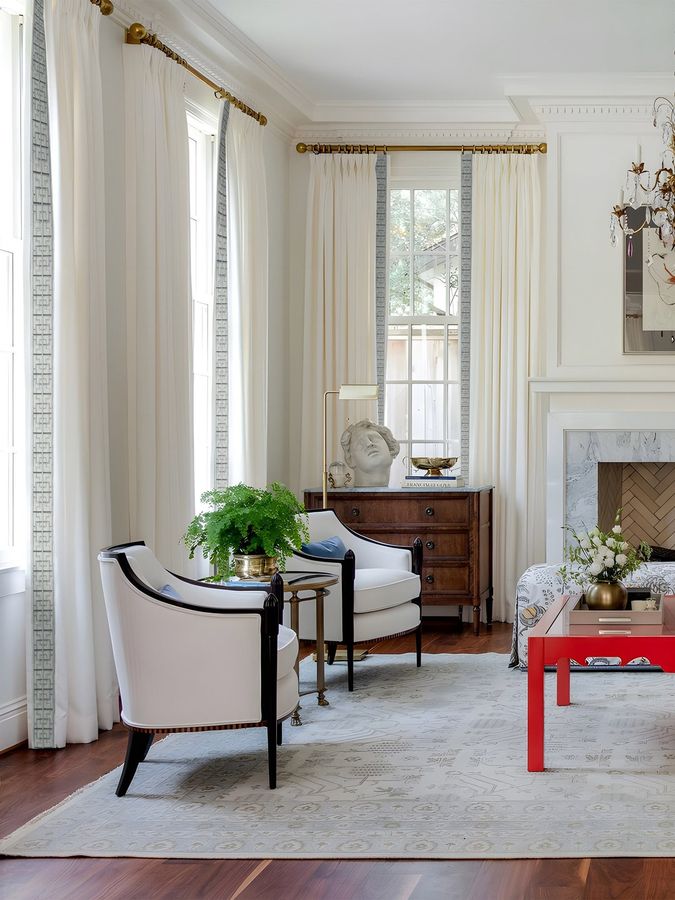 A Pair of Cotton Linen Curtains With White Trim That Can Be - Etsy added by Danielle Hughes
