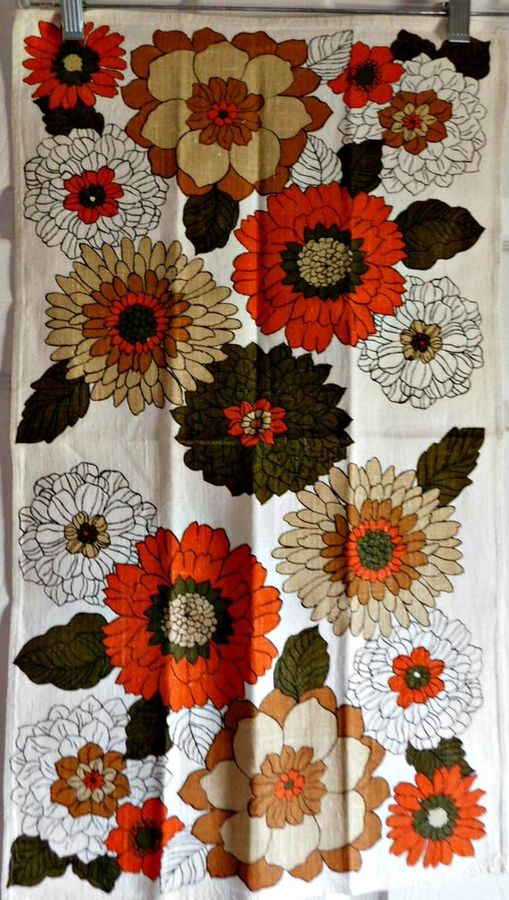 Vintage FALL MUMS Kitchen Towel-NOS added by William PINX