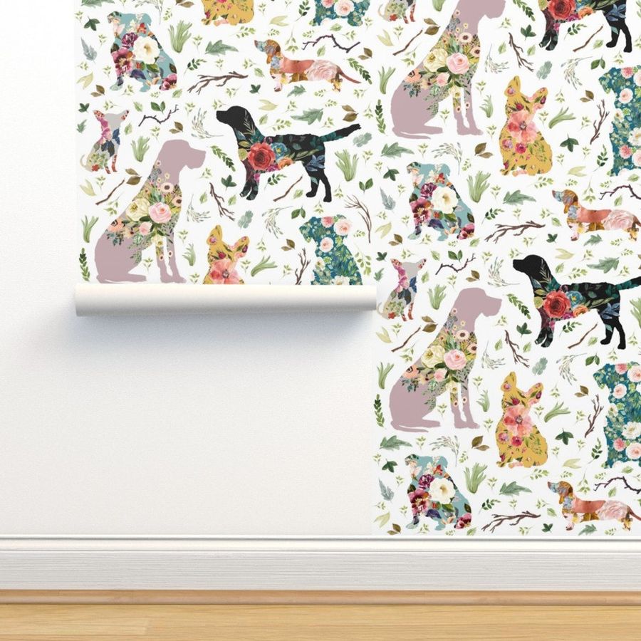 Floral Dogs Wallpaper  8 Patchwork Dogs by Shopcabin  - Etsy added by Jamie Moon
