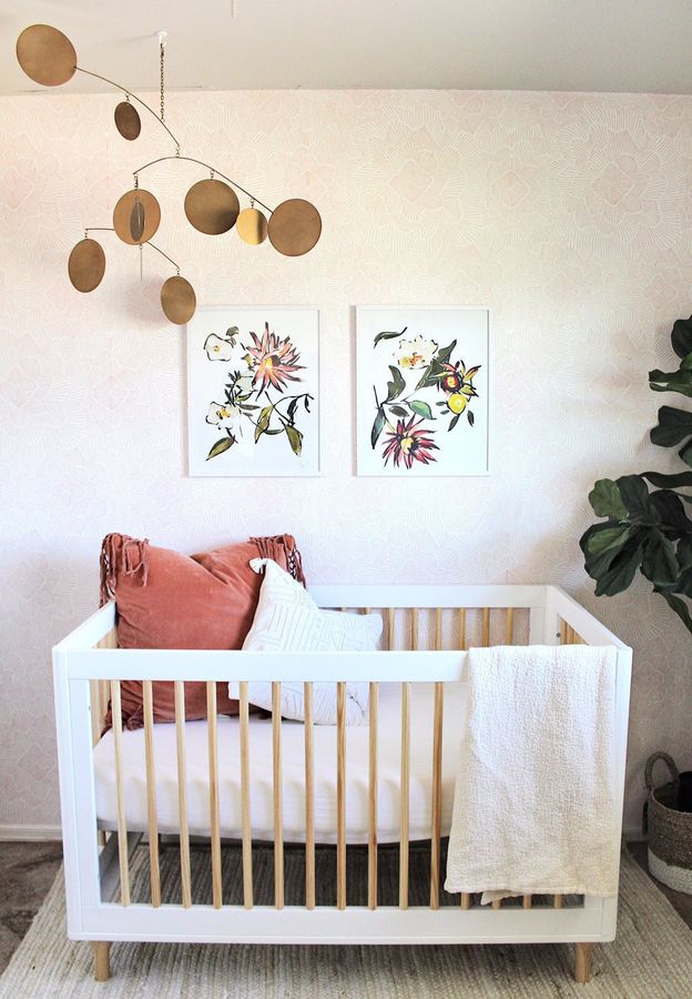 Removable Wallpaper / Pinstripe Floral Blush / Perfect for renters and DIY projects added by Spoak Member