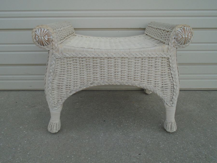 One Pier 1 Wicker Bench Vanity Desk Cottage Jamaica Imports One Rattan Bed End seat Chair Tropical Cottage Coastal Nautical bench added by Spoak Member