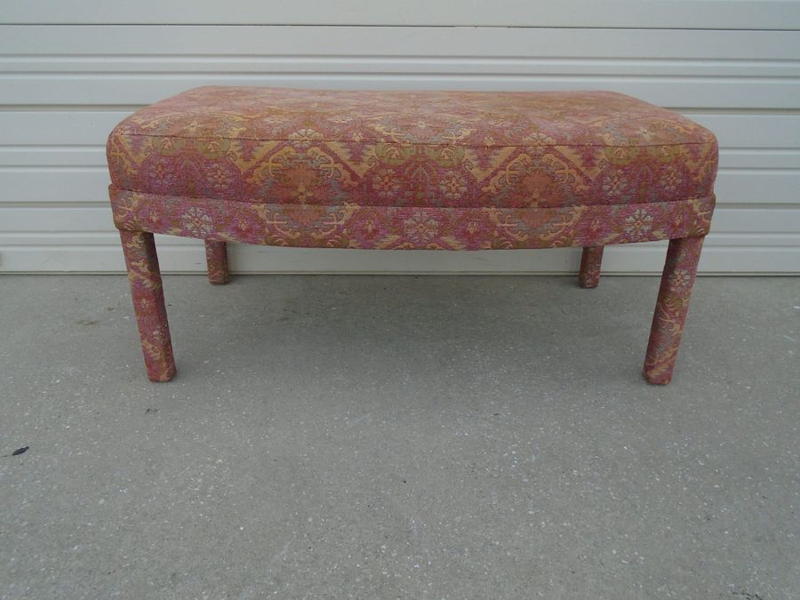 Long Curved Bench Bed End Palm Beach Cottage French Bergere style Dining Hollywood Regency Seat Palm Beach added by Spoak Member