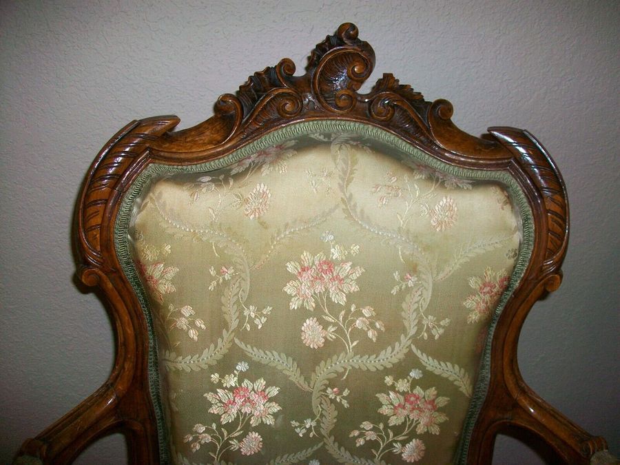PAIR Petite Arm Chairs Carved French Country English 2 Library Fauteuil Parlor Hollywood Regency Italian Provincial Victorian Antique 2 added by Spoak Member