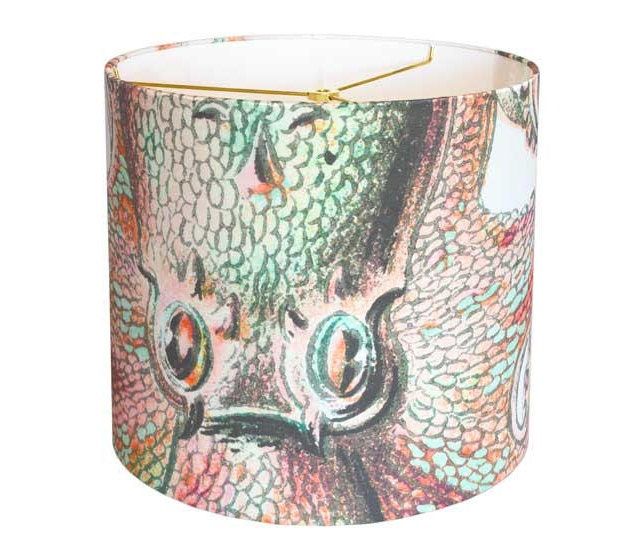 MEDIUM or LARGE SIZE - 10 11 12 13 14 15 Inch Diameter Drum Lamp Shade - Linen Coral Mint Octopus Fun Lampshade - Beach House Decor added by Spoak Member