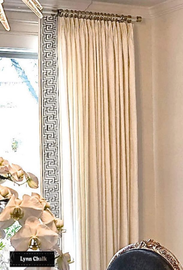 Custom Drapes in Linen With Schumacher Mary Mcdonald Labyrinth - Etsy added by Danielle Hughes