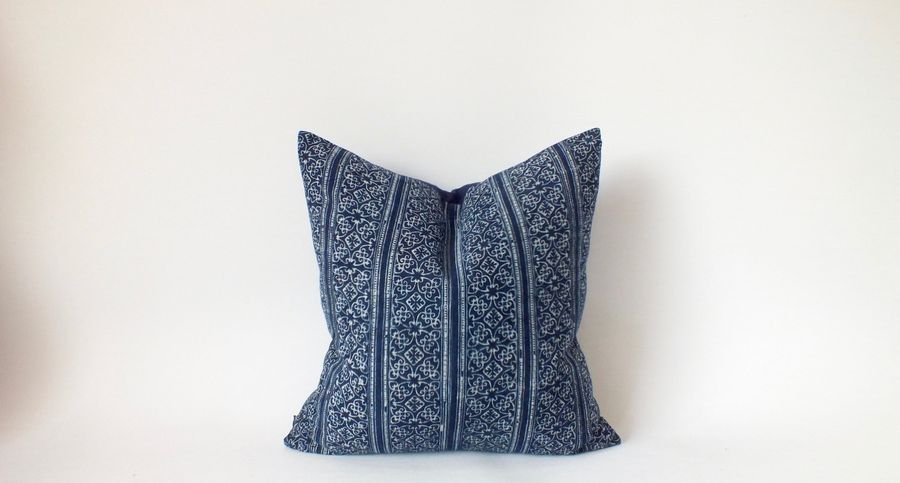 Blue Pillows  cover Ethnic Bolster Vintage textiles Boho Hmong cushion Handwoven textiles Ethnic Navy blue  Scatter cushions throw pillows added by Spoak Member