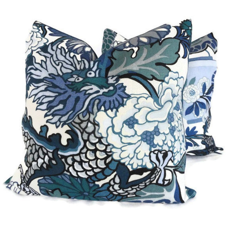 Pair of Schumacher China Blue Chiang Mai Dragon Decorative - Etsy added by Jennifer Hickey