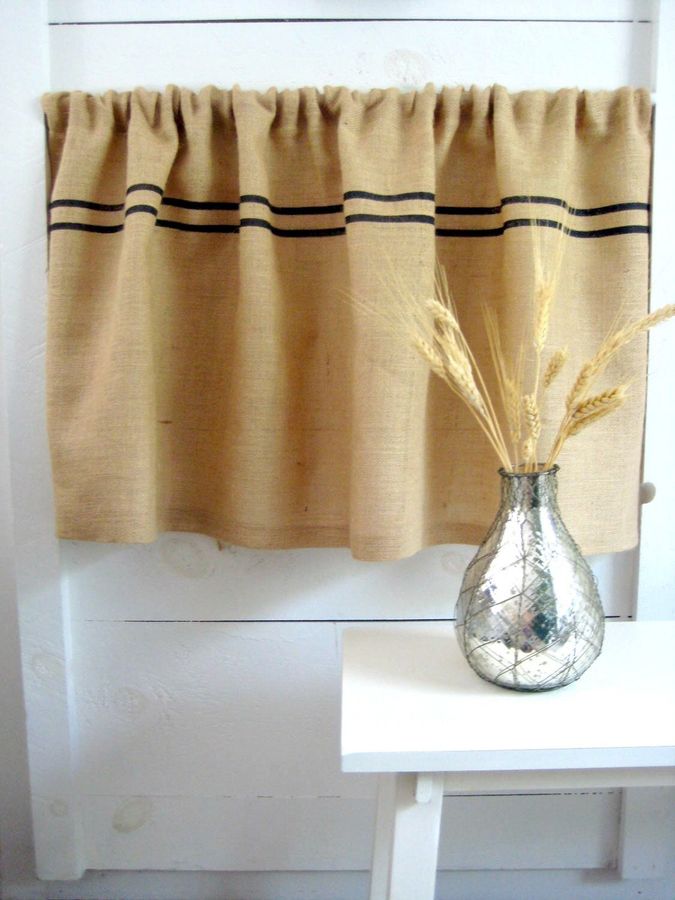 Burlap Curtain Valence / Grains Sack Curtain / Burlap Curtain / Cottage Chic Valence / Rustic Valence / Rustic Curtains / Custom Curtains / added by Spoak Member