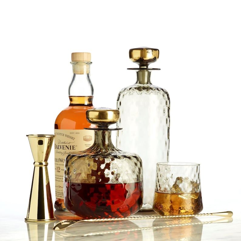 Whiskey Decanter in Antique Grey With 24K Gold Leaf - Etsy added by Kathryn Hoopes