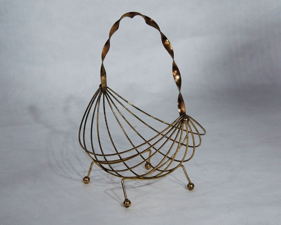Vintage Brass Wire Basket MCM era Decor style of Ernest Sohn added by Spoak Member