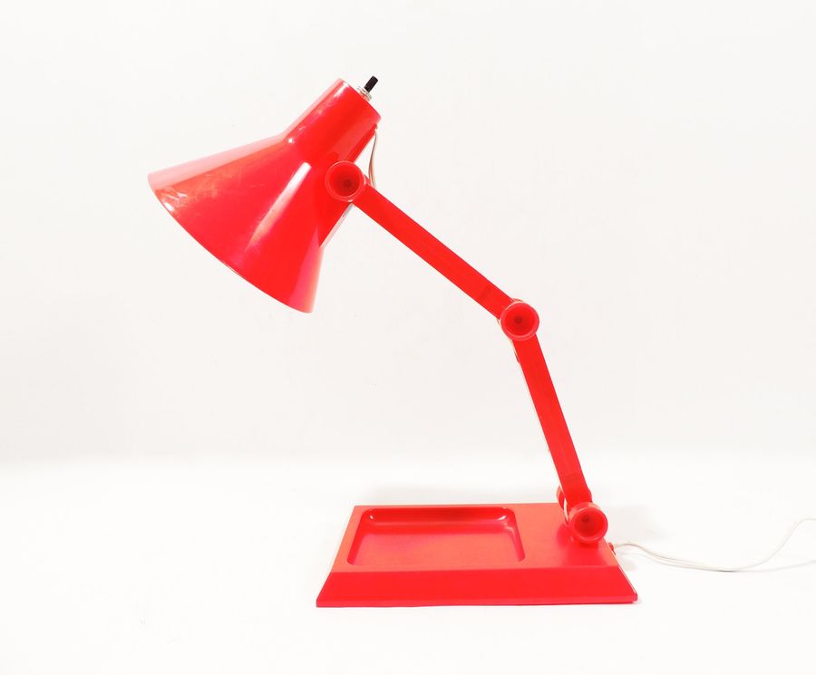 Rare Collectible Modernist Era Adjustable Red Desk Lamp By Stylette Plastics USA added by Spoak Member