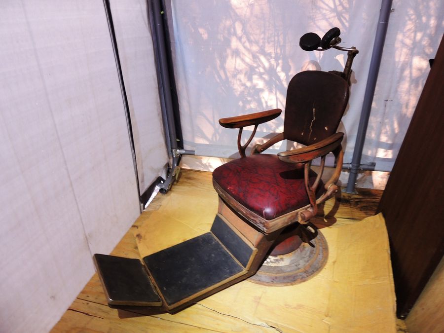 LOCAL PICKUP - Art Deco Era Adjustable Heavy Duty Metal Solid Wood Vinyl Seating Industrial Dental Chair added by Spoak Member