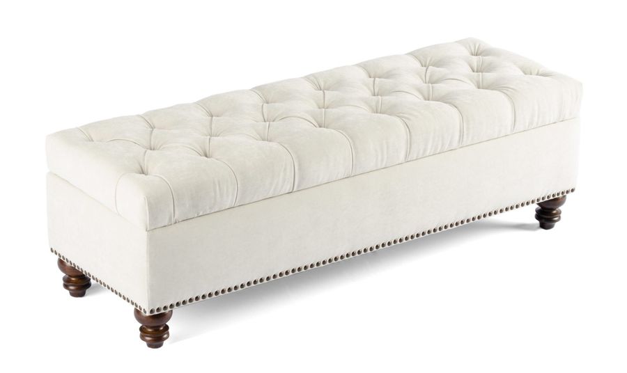 Chesterfield Deep Button Diamond Tufted Storage Bench, Ottoman - Bed Chest in Bone color Fabric added by Spoak Member