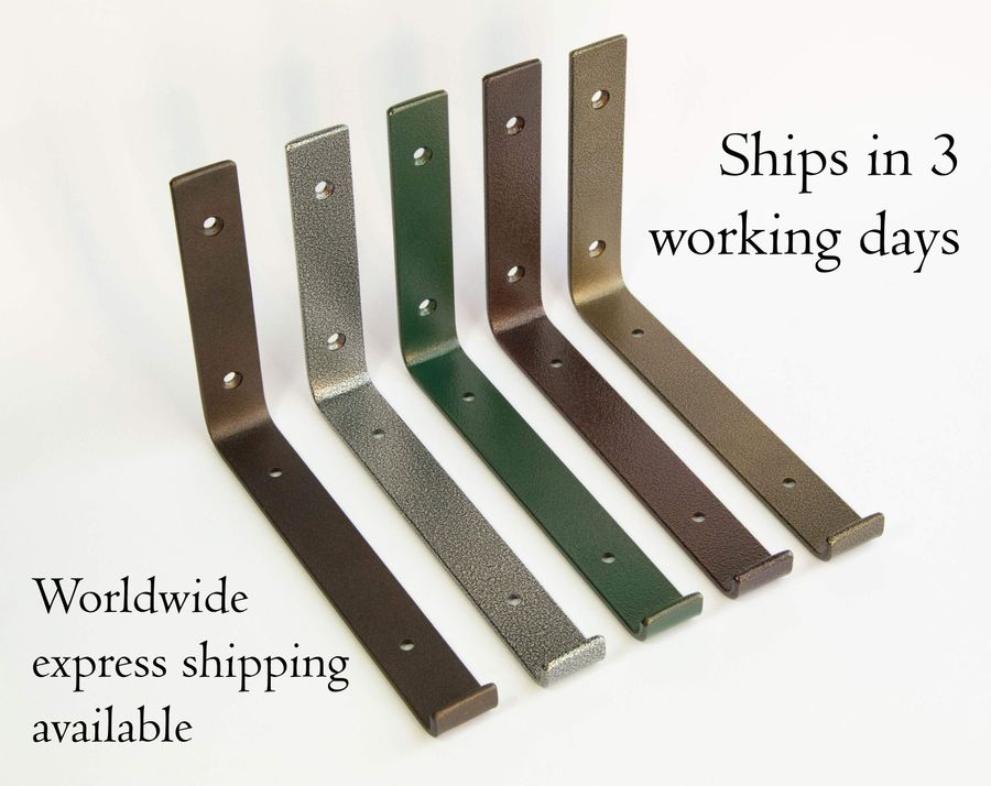 Steel Bracket Antique Textured  Powder Coated - Newest J Design - Heavy Duty Brackets - Shelf Brackets -  Open Shelving - Srews Included added by Spoak Member