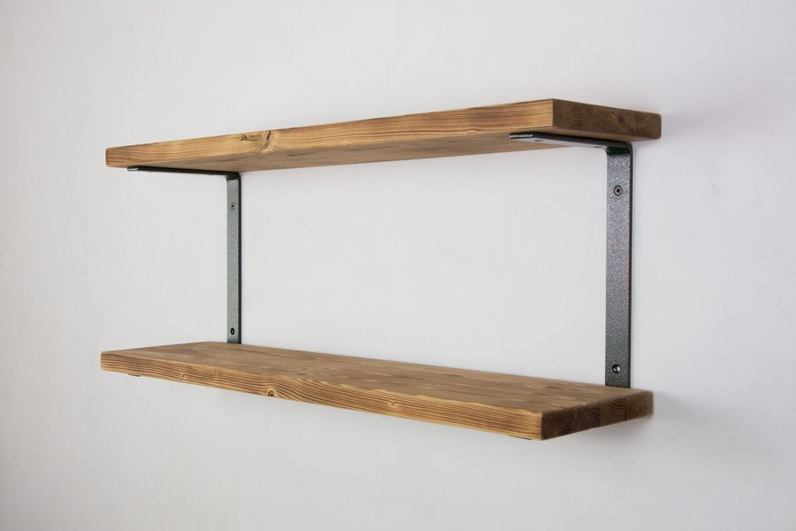 Heavy Duty Shelf Brackets With Shelves - Antique Green Copper color - Double Shelf Brackets - Industrial Shelf Brackets - Book Shelf added by Spoak Member
