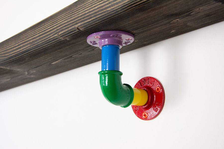 Colorful Shelf Brackets | Floating Shelf | Pipe Shelving | Farmhouse Decor | Industrial Shelf Brackets | Open Shelving | Rainbow added by Spoak Member