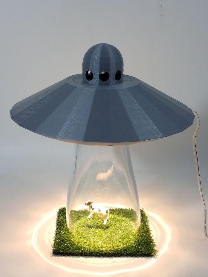 Silver UFO Alien Abduction Desk Lamp Sci Fi Spaceship Outerspace Space Bedroom Night Light Home Office *Choose Your Abductee* added by Amber Wilcox