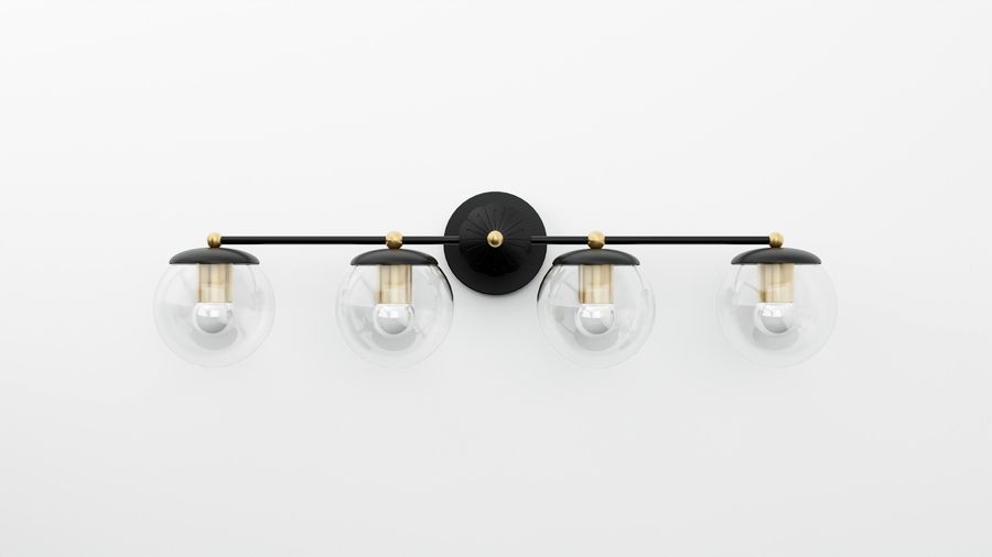 Clear Glass Globe Wall Sconce - Four Light Fixture - Mid Century Modern Farmhouse - Bathroom Vanity Lighting - UL Listed [CORRIGAN] added by Spoak Member