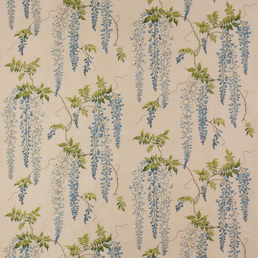 Cowtan Tout Colefax & Fowler - Seraphina fabric - blue wisteria embroidery embroidered floral luxury silk fabric (available by the yard) added by Spoak Member
