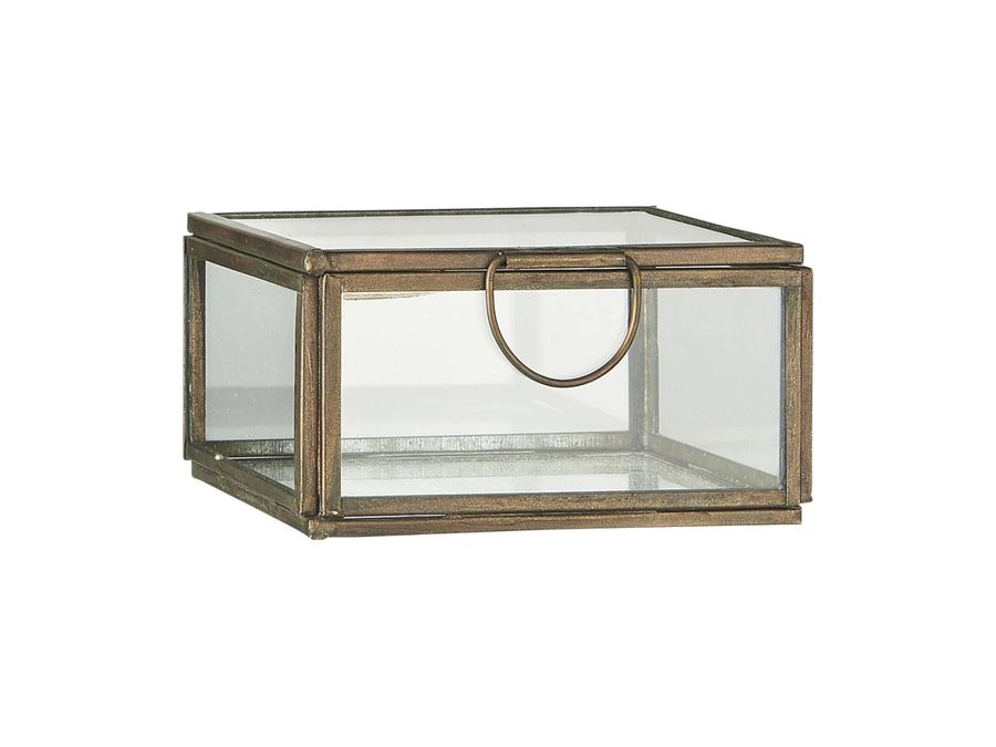 Ib Laursen Glass Box Square Utensilo Jewelry Box Glass Can Storage Mini Showcase SoHo Industrial Display Brass Gold added by Spoak Member