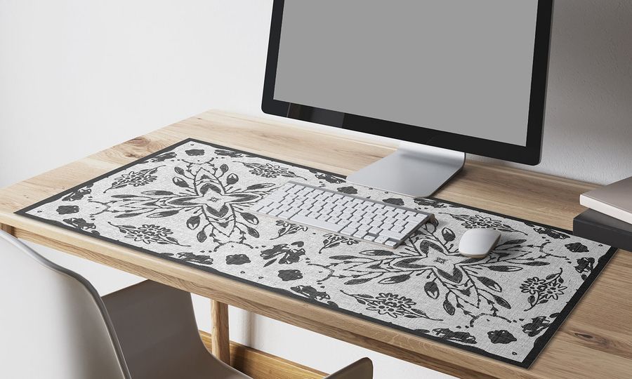 Vinyl Trendy Desk mat, Grey elegant vintage floral desk protector, Botanical mat, Desk blotter, PVC mat, decorative mat - Art Mat added by Spoak Member