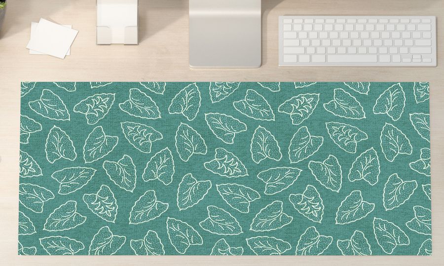 Vinyl Trendy Desk mat, Flying hearts shape green leaves desk protector, Botanical mat, Desk blotter, PVC mat, decorative mat - Art Mat added by Spoak Member