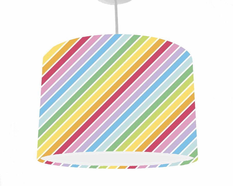 Pastel Rainbow Stripe Fabric Lampshade Childrens Bedroom Decor, Rainbow Pastel Bedroom Kids Ceiling Light, Muted Rainbow, Playroom Lampshade added by Spoak Member