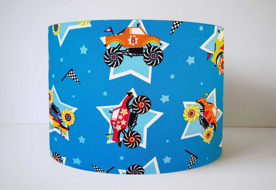 Monster Trucks Lamp, Truck Lamp Shade, Monster Truck Kids Room, Boys Bedroom Decor Lights, Blue Lampshades Table Lamps, Playroom Decor added by Spoak Member