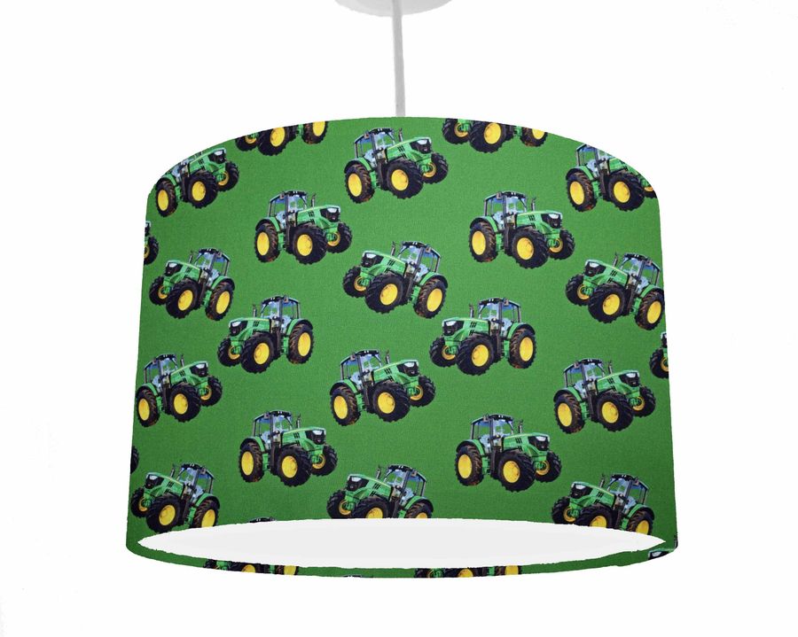 Green Tractor Lampshade Table Lamp Farmhouse Home Decor, Farm Tractors Lampshade Countryside Decor Living Room Lighting, Tractor Nursery added by Spoak Member