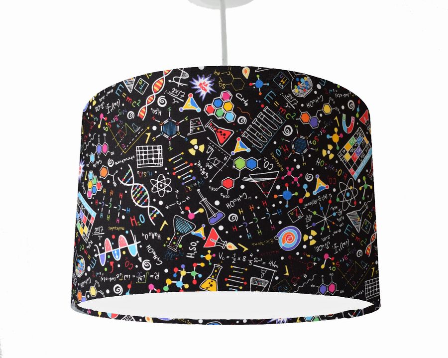Math And Science Fabric Lampshade Black, Science Home Decor Lampshades Table Lamps, Science Gifts For Home, Nerdy Lampshade Ceiling Pendant added by Spoak Member