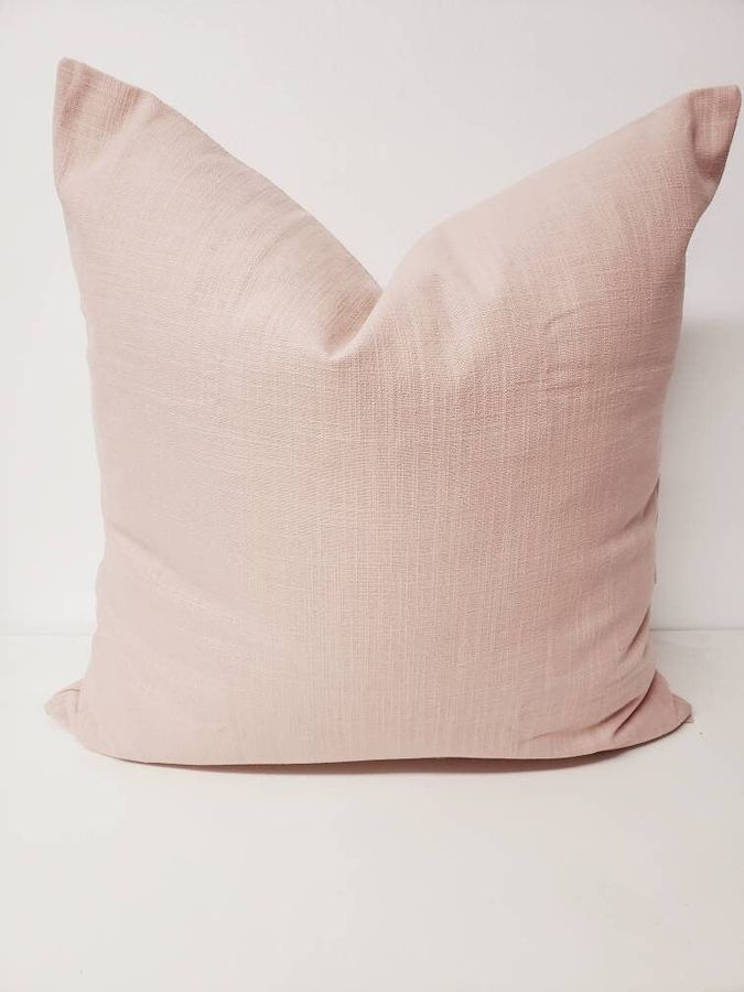 Blush Pillow cover. Solid Blush pink Pillow cover.  Slub Canvas Throw pillow cover. Sham Pillow case. FARMHOUSE PILLOW. Pillow Cover. added by Spoak Member