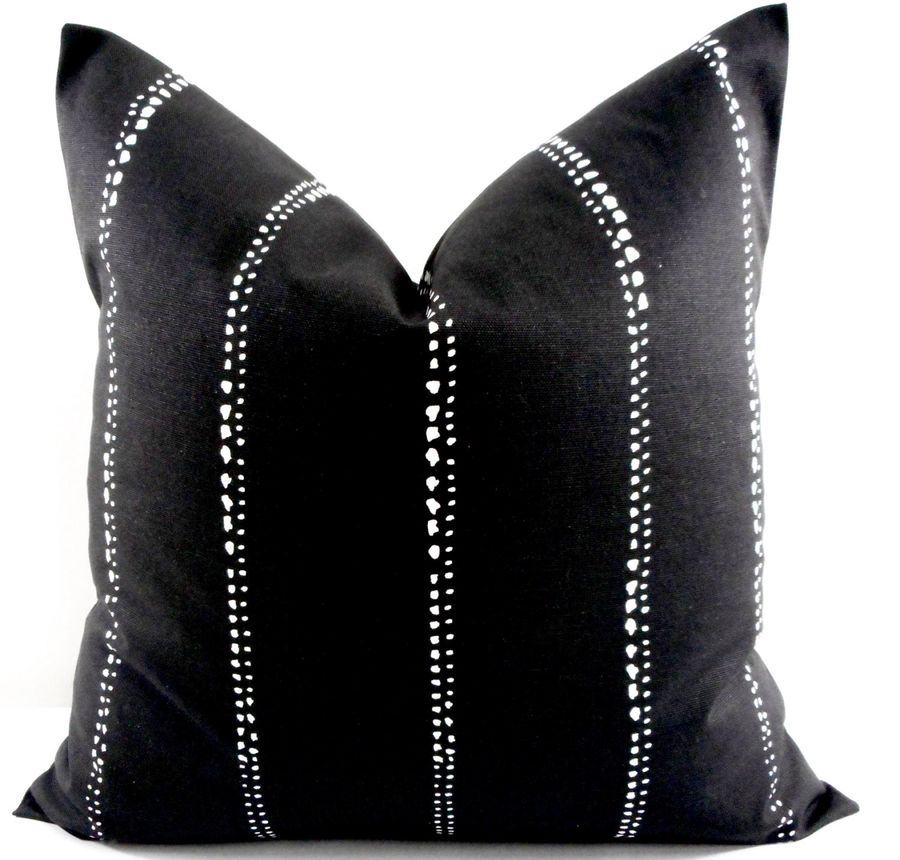 FARMHOUSE DECOR Black  Pillow cover. Carlo. Black and White  dotted stripe  Throw pillow cover. Euro pillow case. added by Spoak Member