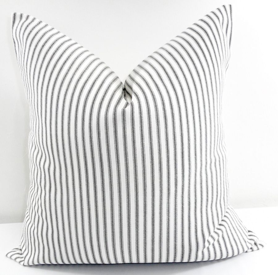 Black Ticking Stripe Pillow Cover, Throw Pillow Cover, Cushion Cover added by Spoak Member