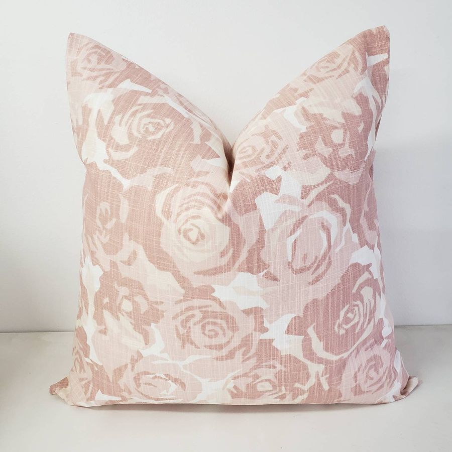 Blush pink   pillow cover. Farrah  Print Pillow cover.Floral  Throw pillow cover. Cotton. Sham Pillow case. Select your size. added by Spoak Member