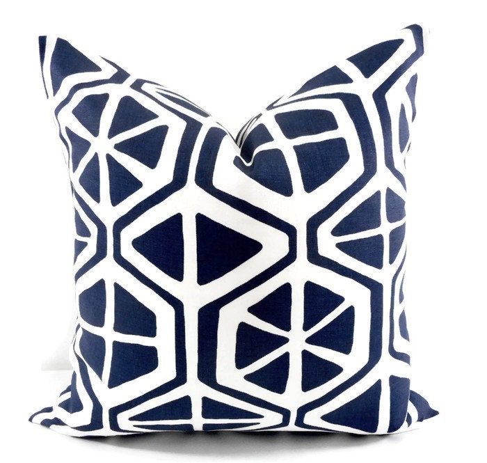 Blue Pillow cover, Blue Farmhouse Pillow, Blue Throw Pillow, Home Decor, Geometric Blue Pillow, Country Style pillow, Blue Euro added by Spoak Member