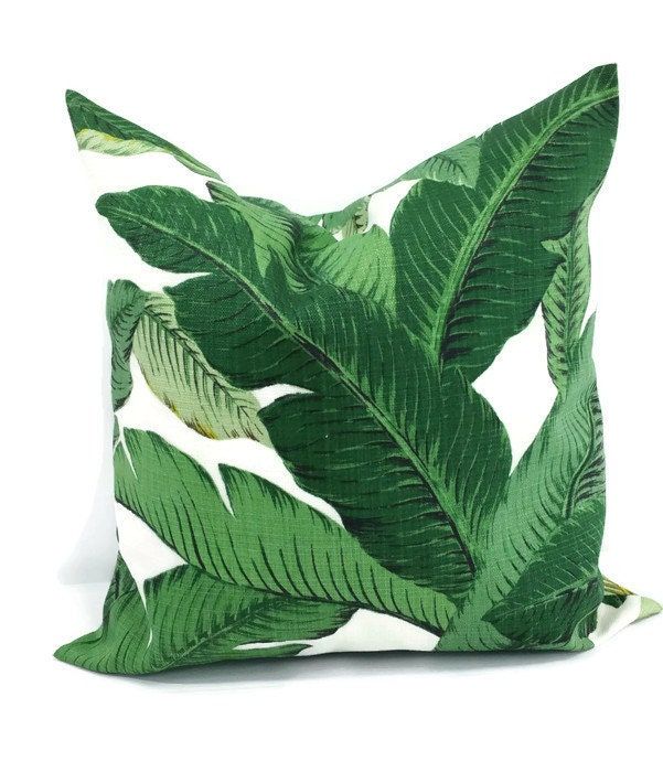 Palm Pillow Cover. Green Throw Pillow cover. Decorative Sofa Pillow cover. Green palm. Indoor.outdoor.  18x18.Designer pillow.cushion cover added by Spoak Member