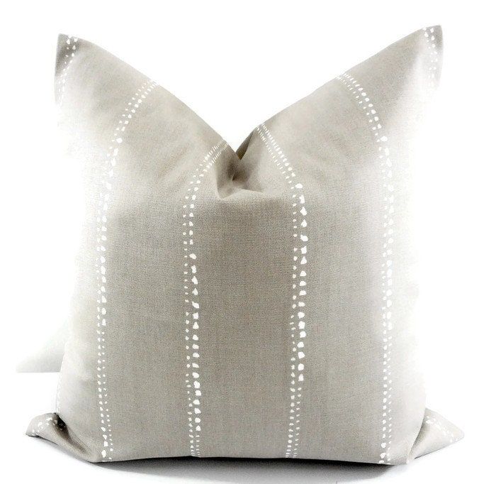 FARMHOUSE PILLOW cover. Taupe pillow Cover. Carlo Cove & White. Stripe  Sofa Pillow cover. Taupe Sham Pillow Cover. Pillow case. . added by Spoak Member
