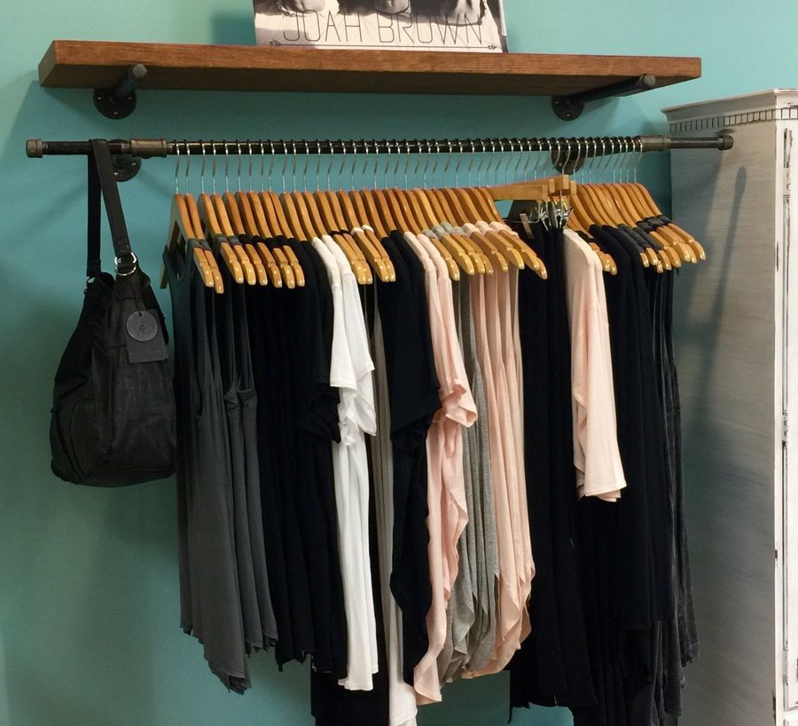 Floating Shelf and Clothing Bar, Retail Fixture, Rustic Industrial 48" Wood with Pipe Rack, Garment Rack, Industrial Floating Shelves added by Spoak Member